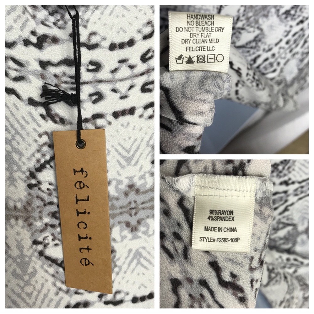 Felicite  B/W Printed Hi-Low Scoop Neck Tank Top 2 - Picture 8 of 8